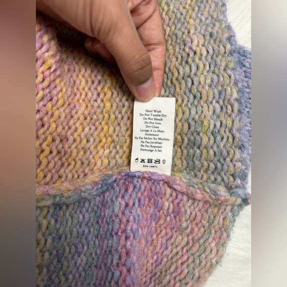 Rare LoveShackFancy Brady Shawl Pastel Rainbow Oversized Knit Cardigan Belted - Picture 8 of 8